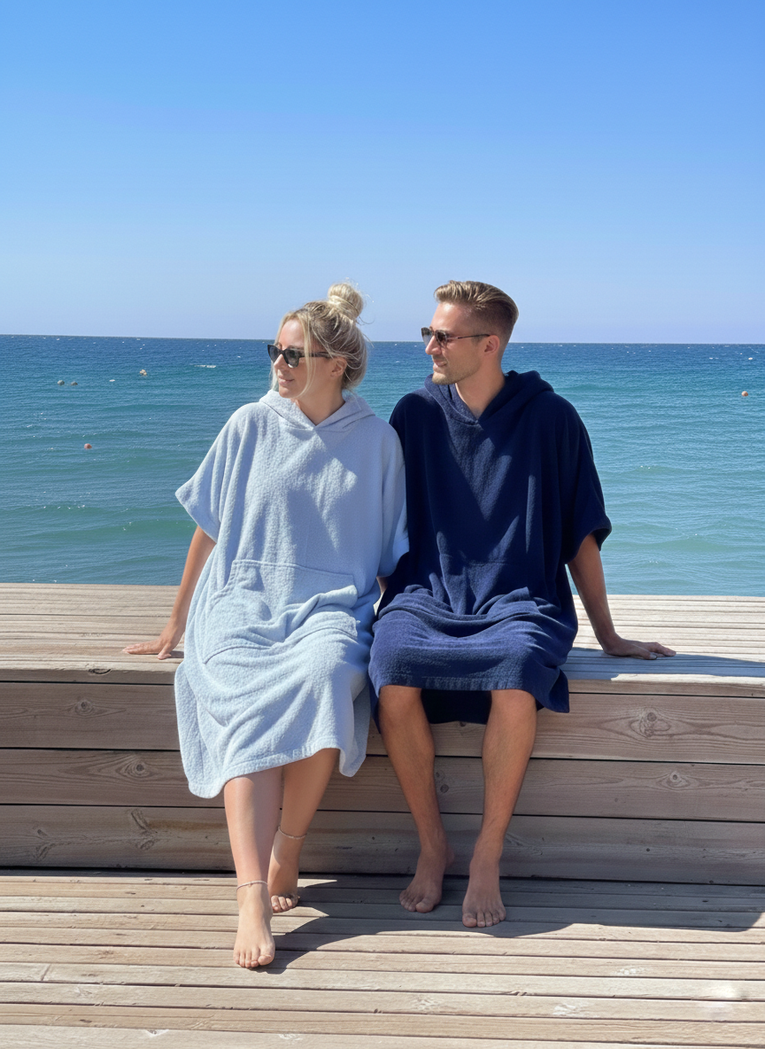 100% Cotton Hooded Beach Poncho
